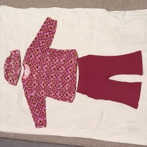 Oilily & KRU 3piece matching set: top, pants, & hat, purple & pink Sz 6-12 Mo